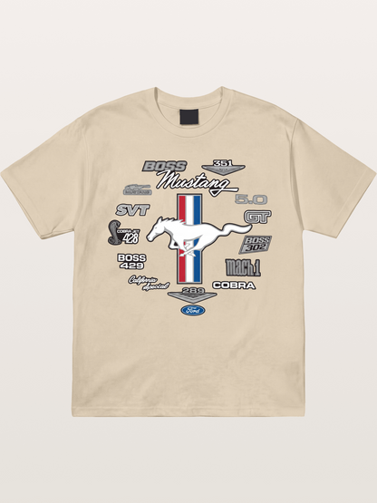 Ford Mustang Generations Badge Collection Gildan T-shirt