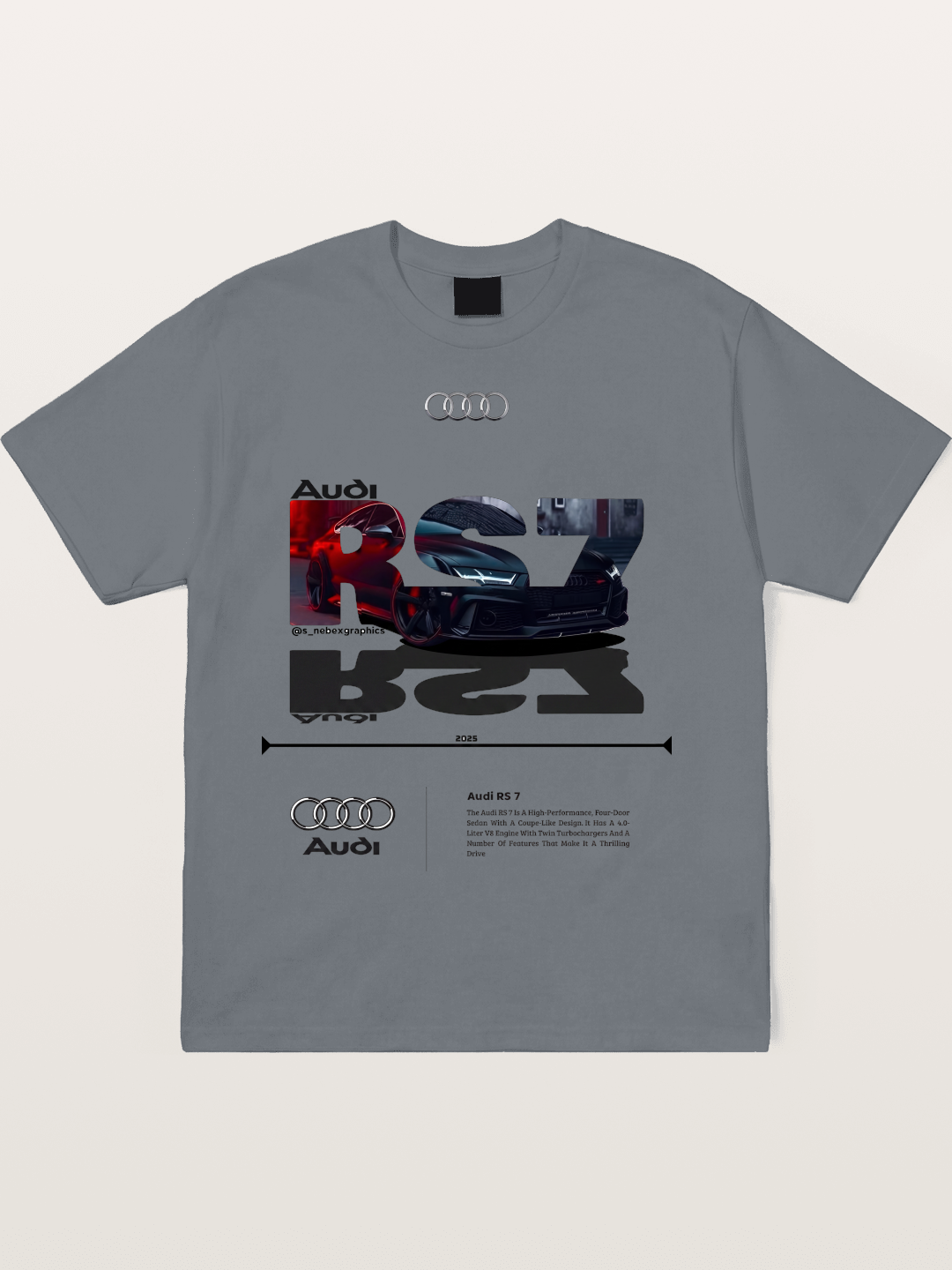 Audi RS7 Typography Collage Cotton T-shirt