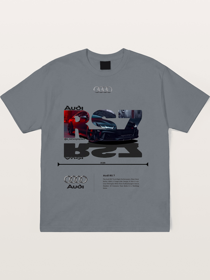 Audi RS7 Typography Collage Cotton T-shirt