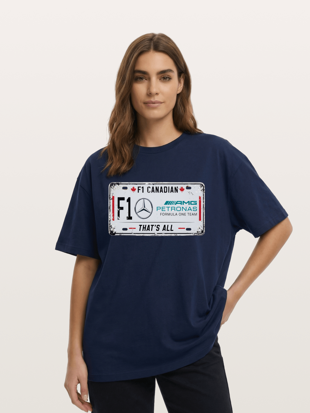 Mercedes F1 License Plate Print Cotton T-shirt