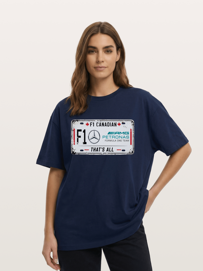 Mercedes F1 License Plate Print Cotton T-shirt