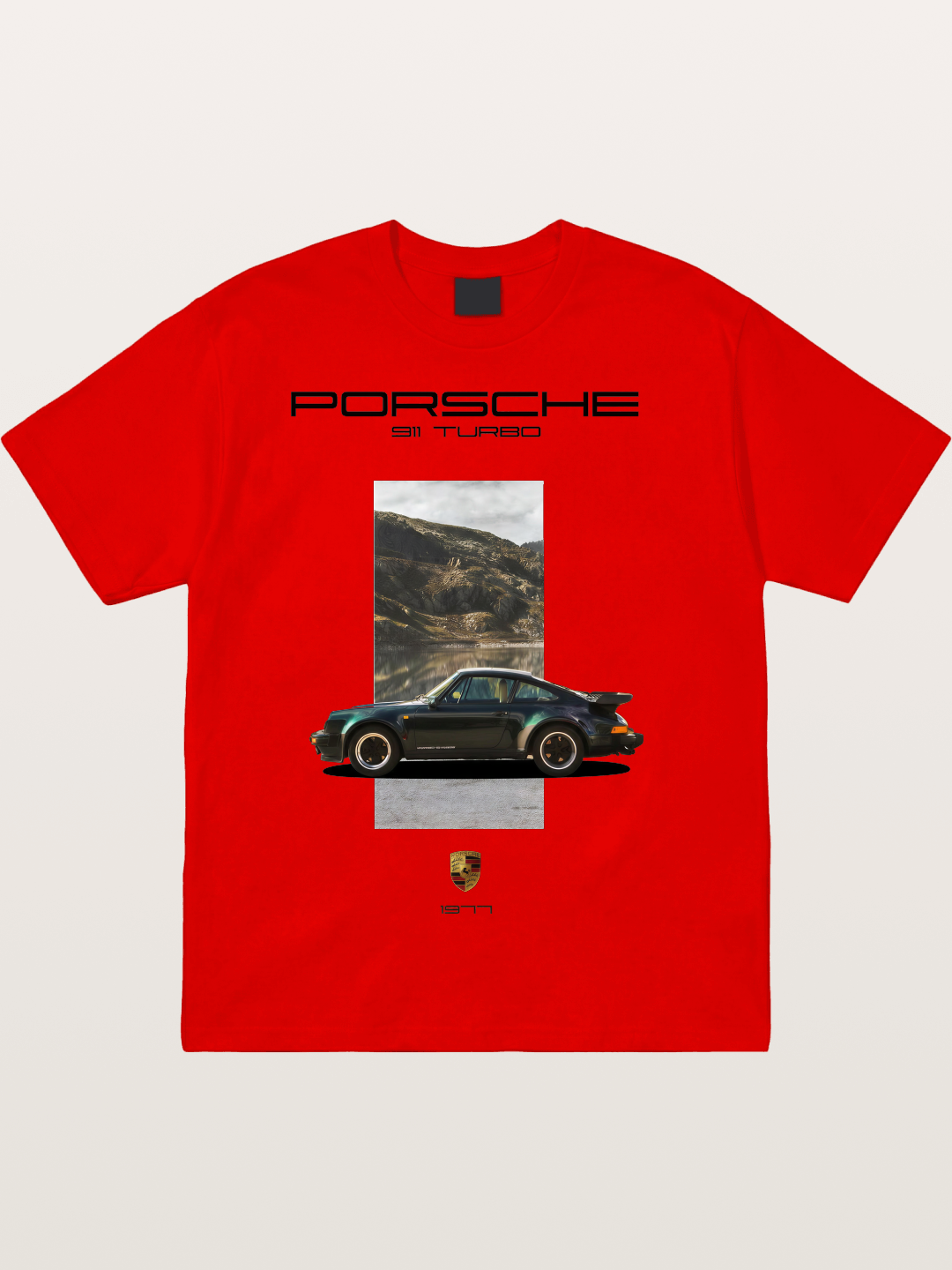 Vintage 911 Turbo Mountain Print Cotton T-shirt