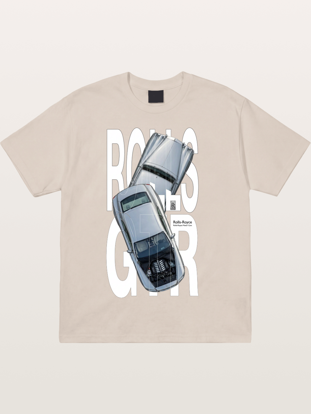 Silver Rolls Royce Overlay Print Cotton T-shirt