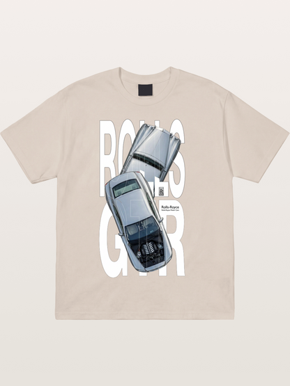 Silver Rolls Royce Overlay Print Cotton T-shirt