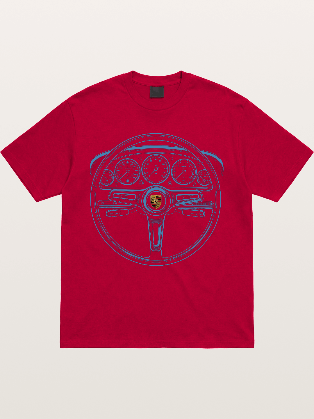 Porsche Classic Steering Wheel Blueprint Gildan T-shirt