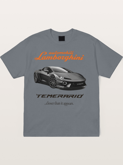 Lamborghini Temerario Grey Sports Car Cotton T-shirt