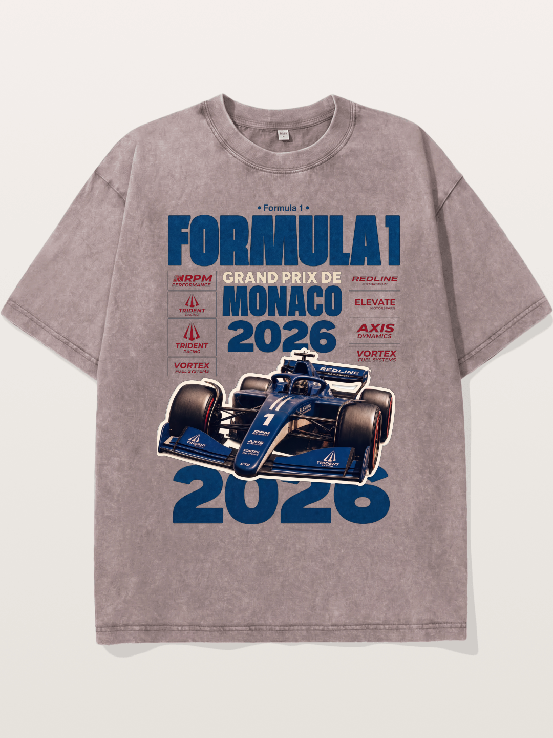 Deep Blue Monaco F1 2026 Card Washed T-shirt