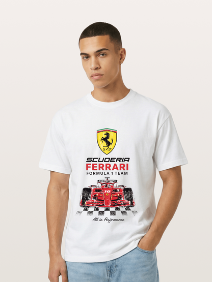 Ferrari F1 Team Racing Poster Gildan T-shirt