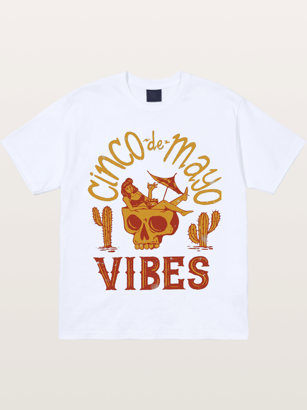 Cinco de Mayo Retro Skull Vibes Gildan T-shirt