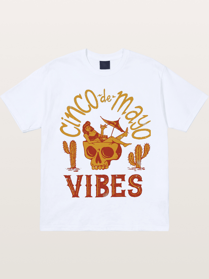 Cinco de Mayo Retro Skull Vibes Gildan T-shirt