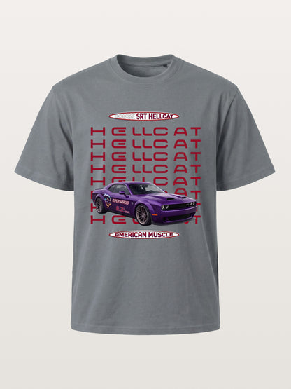 Purple Hellcat Repeat Font Card Cotton T-shirt