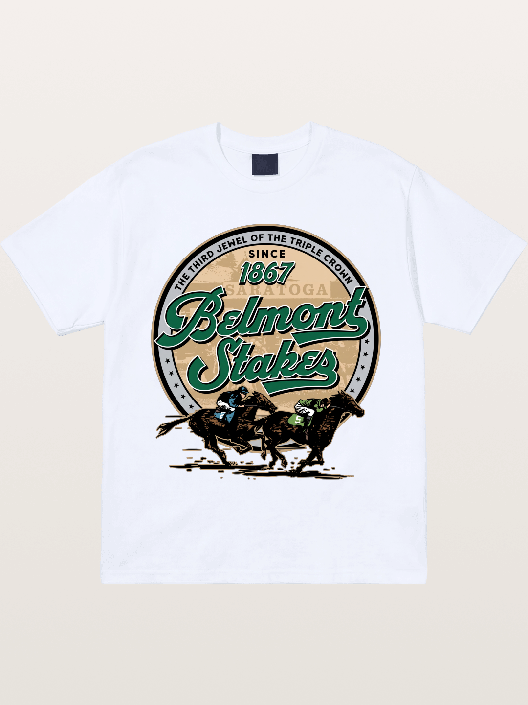 Belmont Stakes Two Horses Racing Gildan T-shirt