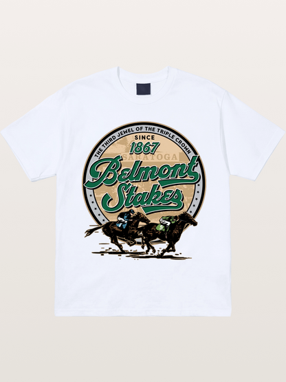 Belmont Stakes Two Horses Racing Gildan T-shirt