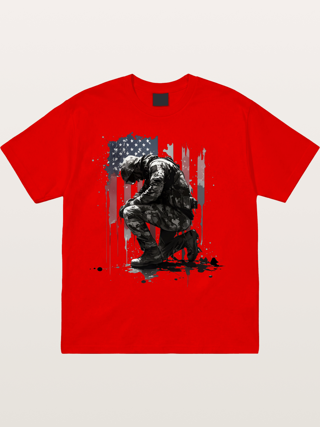 Kneeling Soldier Memorial Print Cotton T-shirt
