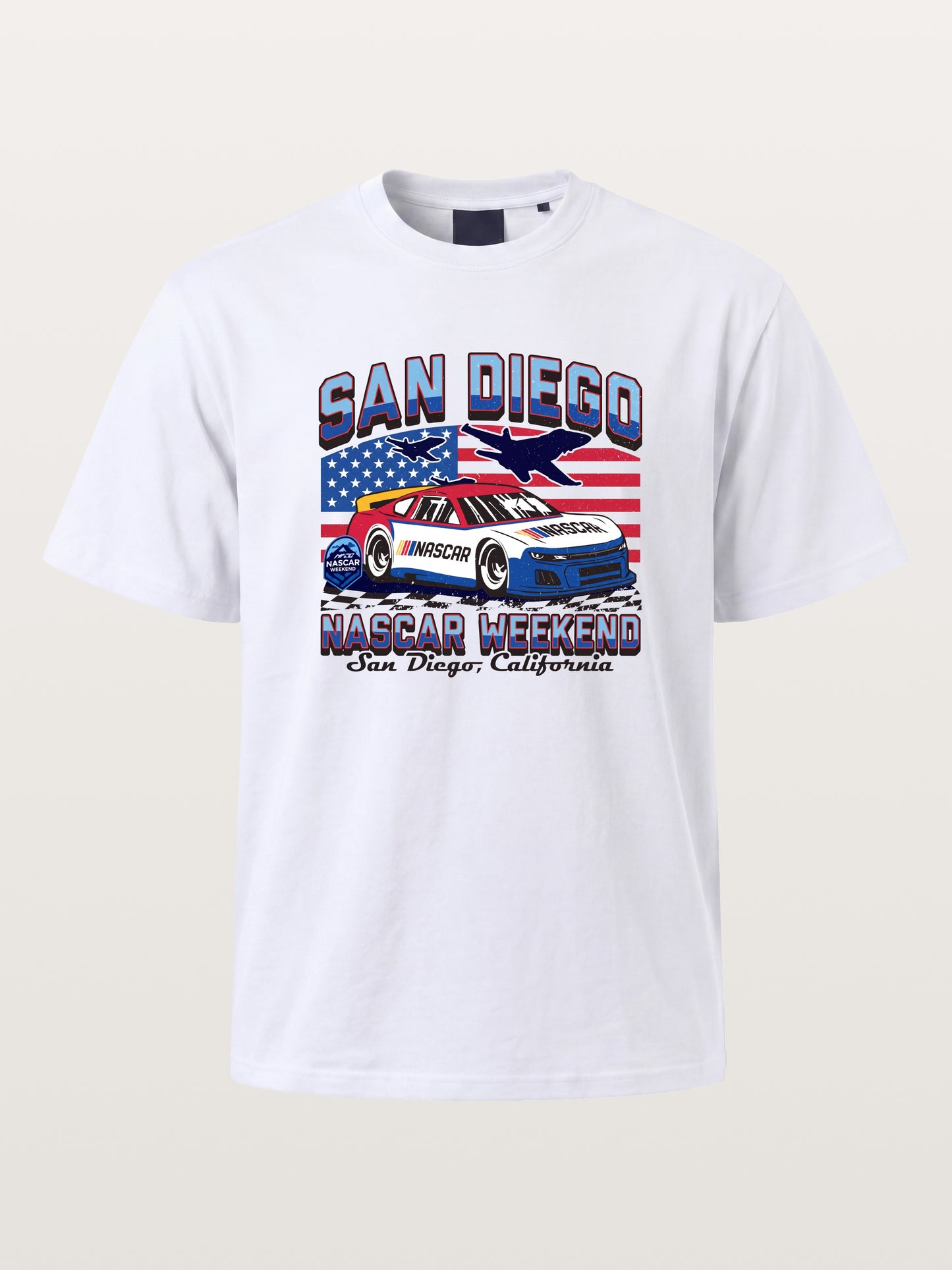 San Diego NASCAR Jet and Race Car Cotton T-shirt