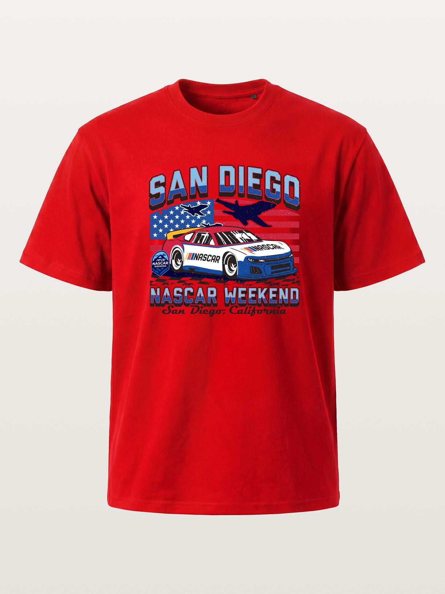 San Diego NASCAR Jet and Race Car Cotton T-shirt