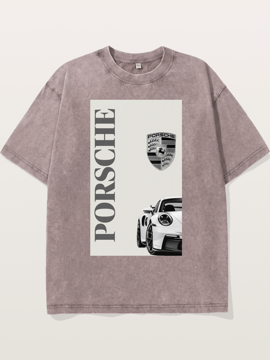 Porsche Minimal Emblem Art Washed T-shirt