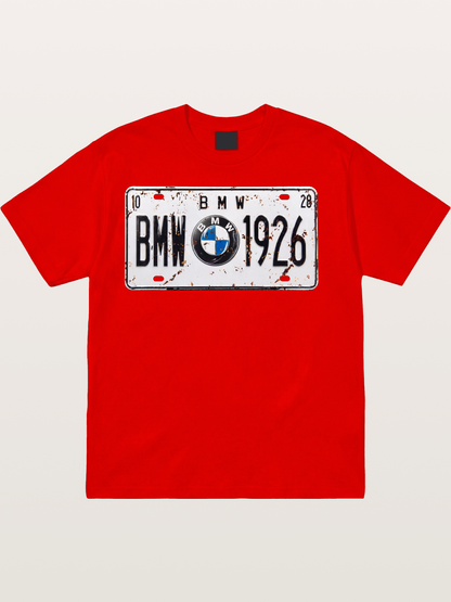 Vintage BMW License Plate Decor Cotton T-shirt