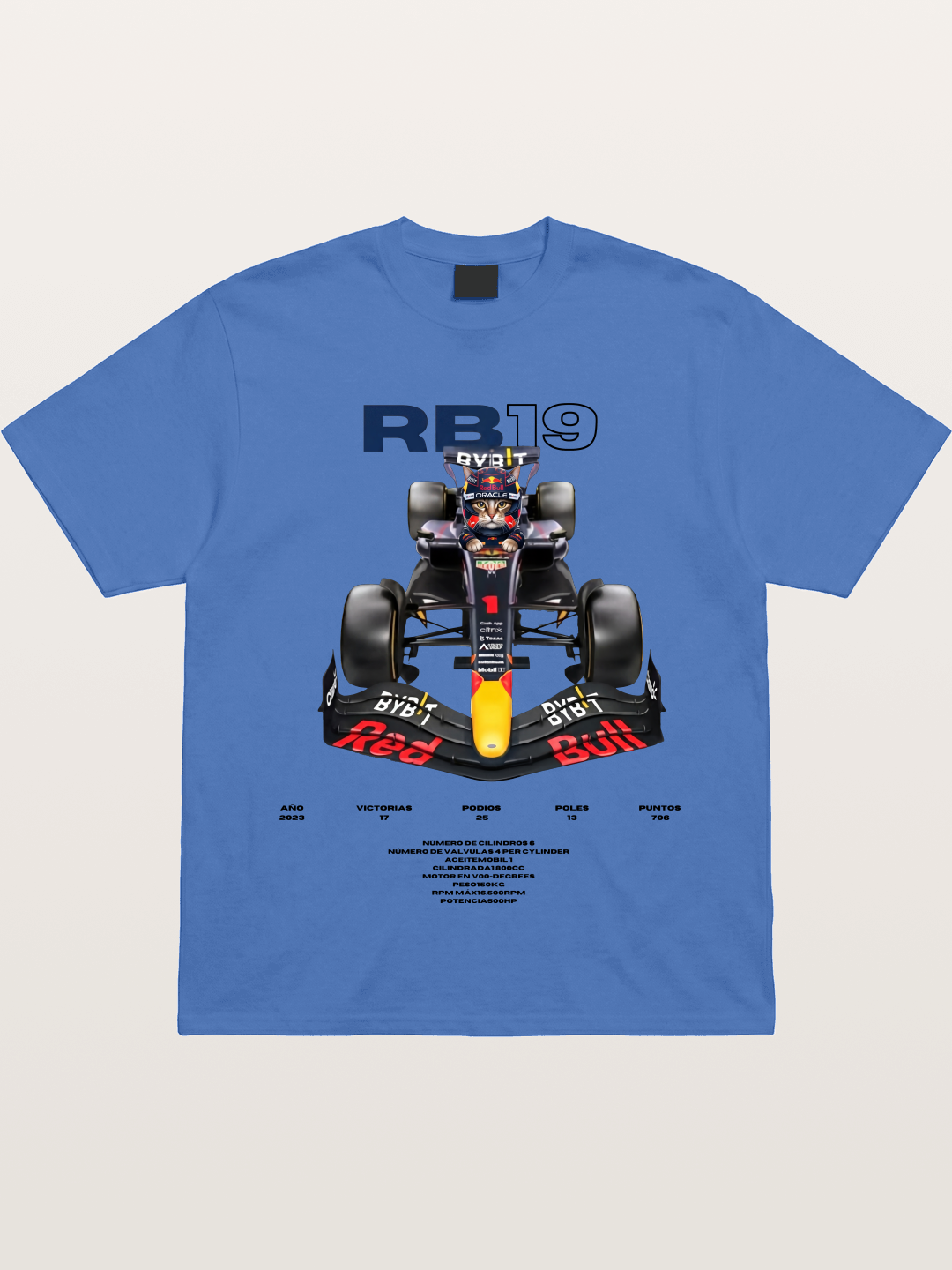 Cat Driving Red Bull F1 Gildan T-shirt