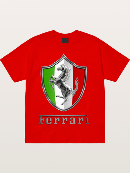 Ferrari Italian Flag Crest Cotton T-shirt