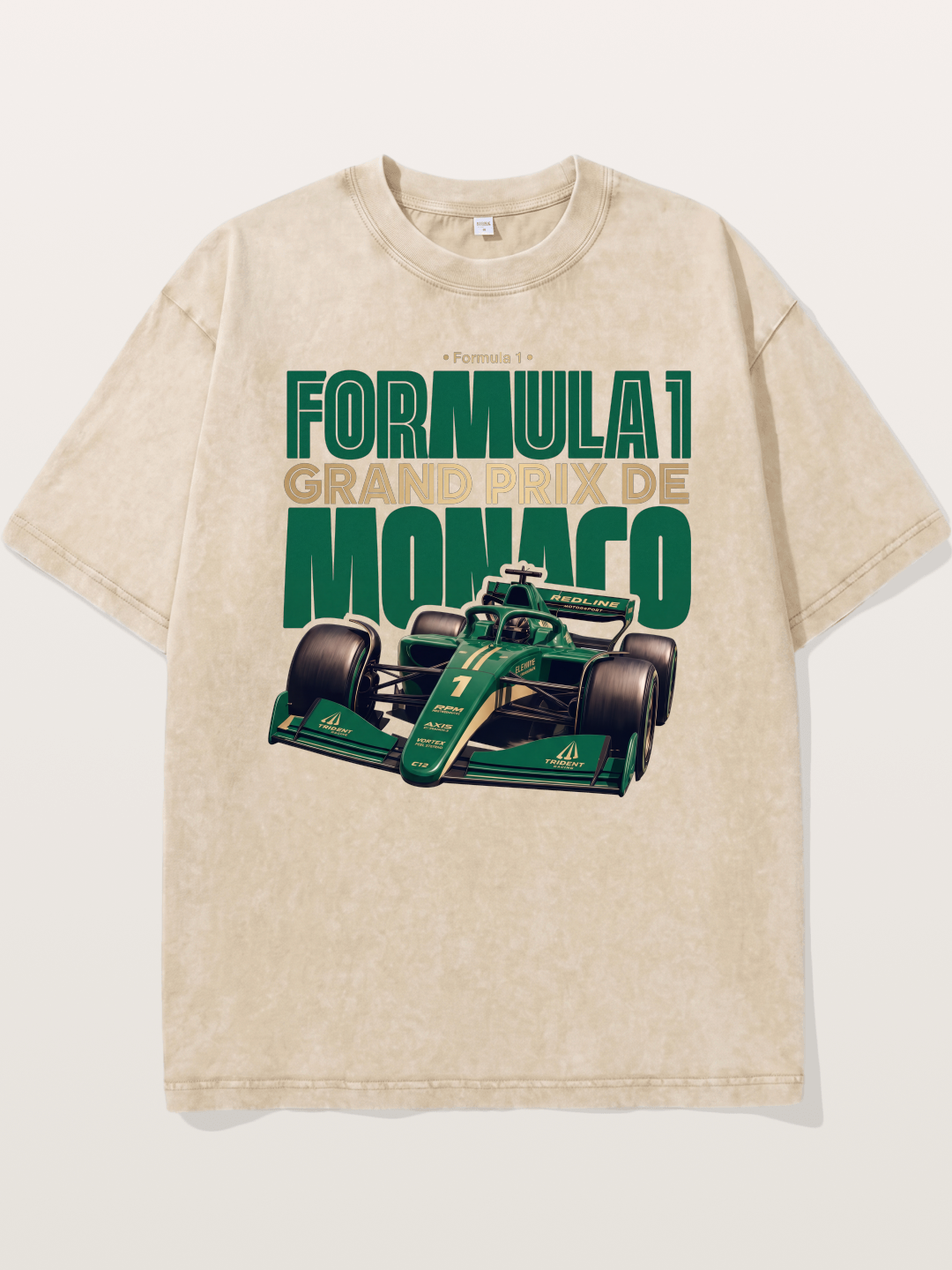 Green Monaco F1 Race Print Washed T-shirt