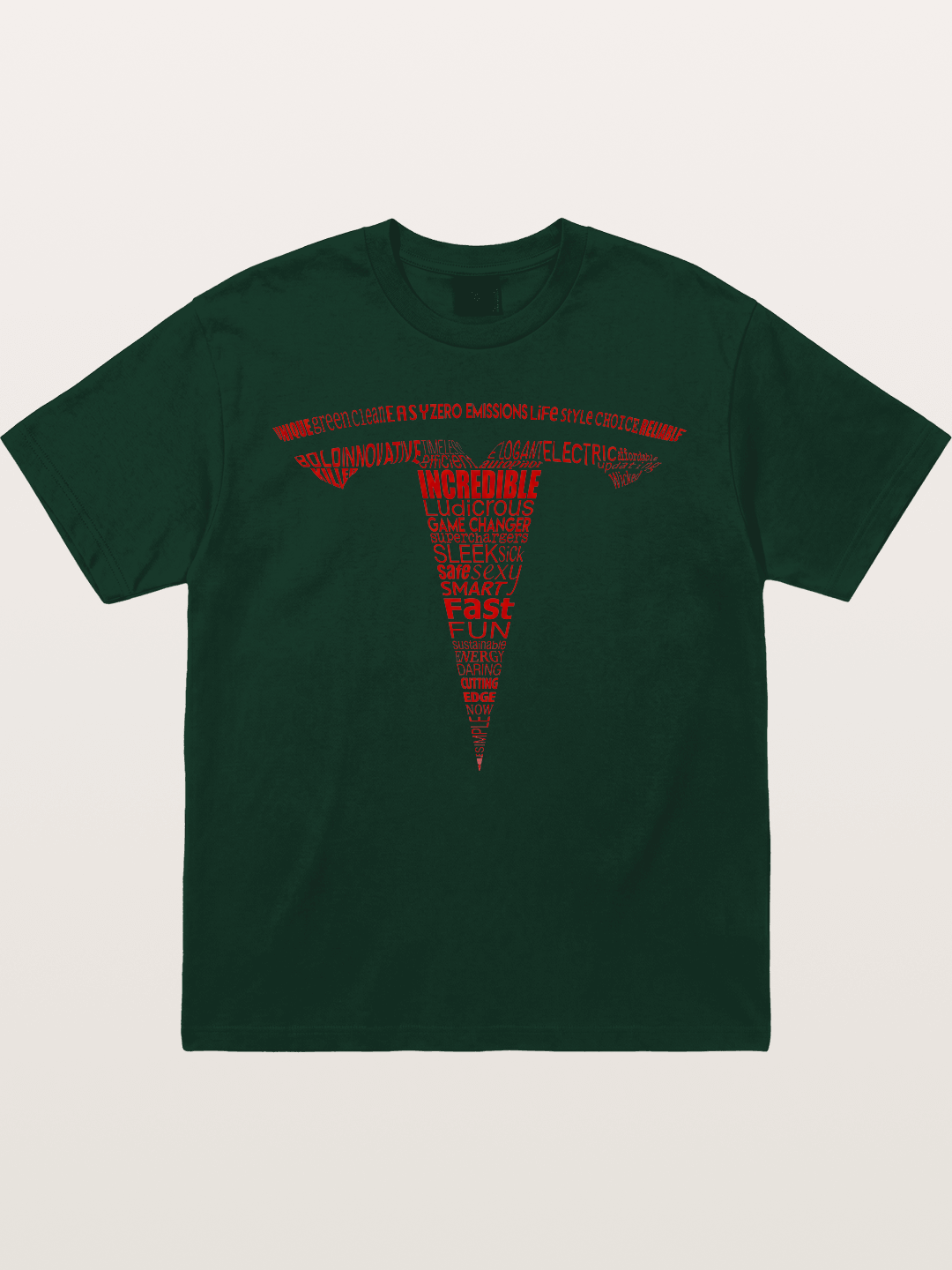 Tesla Word Cloud Heart Print Gildan T-shirt