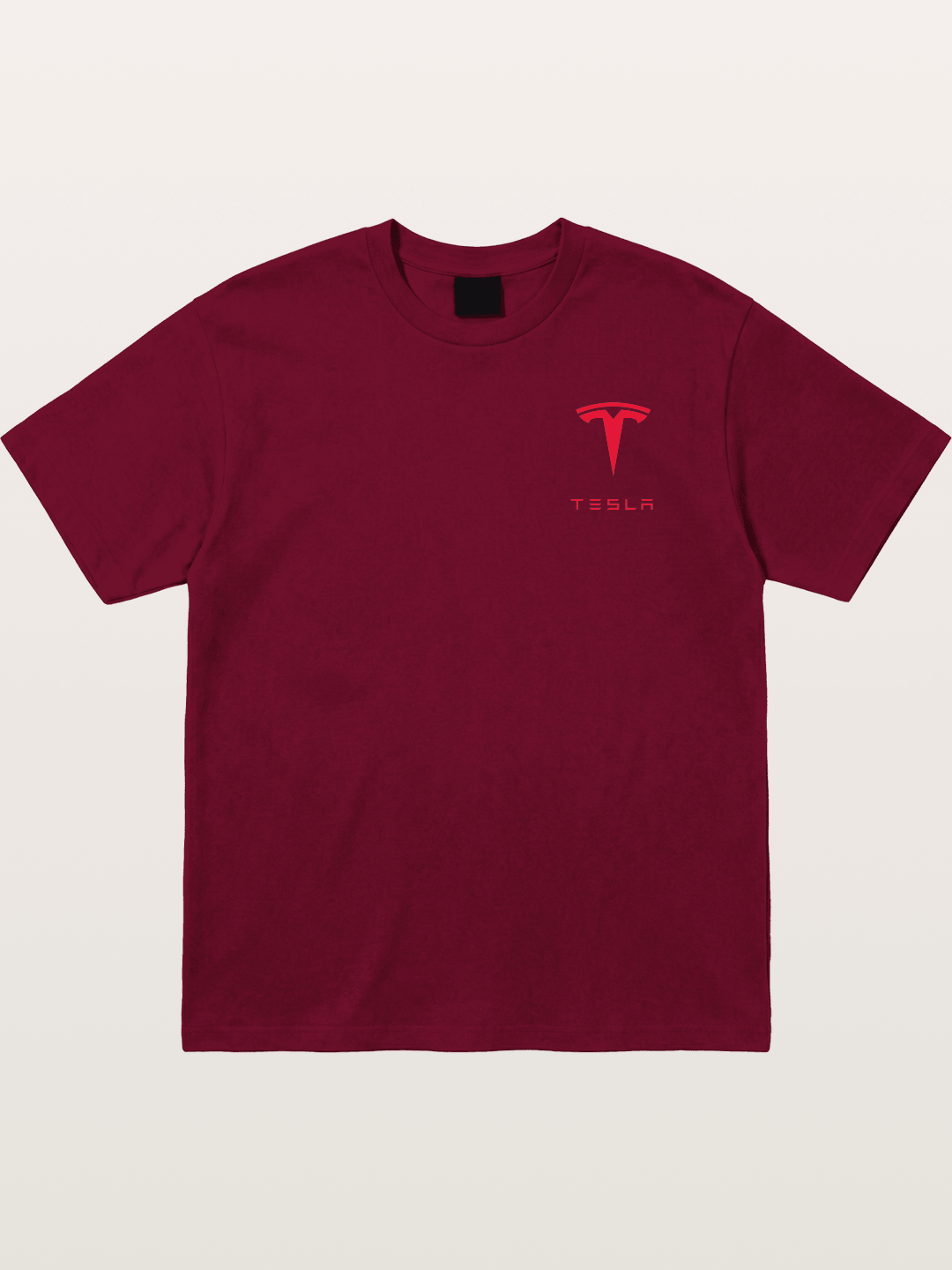 Tesla Red Logo Sticker Gildan T-shirt
