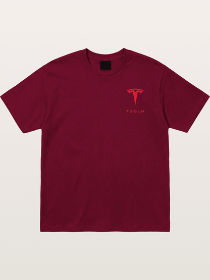 Tesla Red Logo Sticker Gildan T-shirt