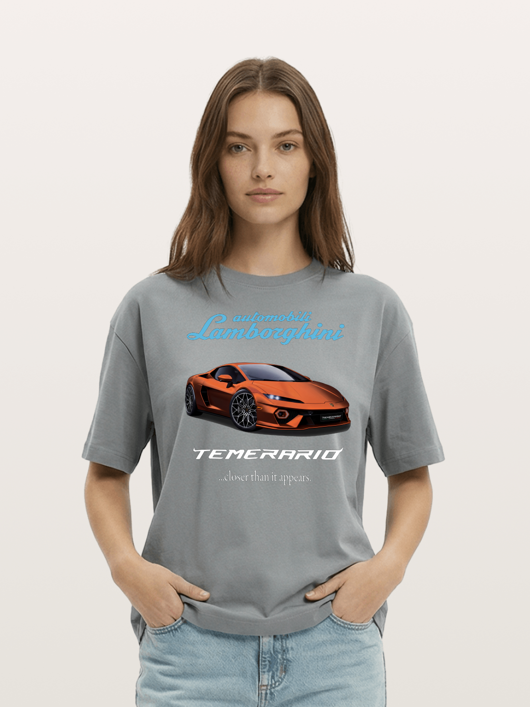 Lamborghini Temerario Orange Sports Car Cotton T-shirt