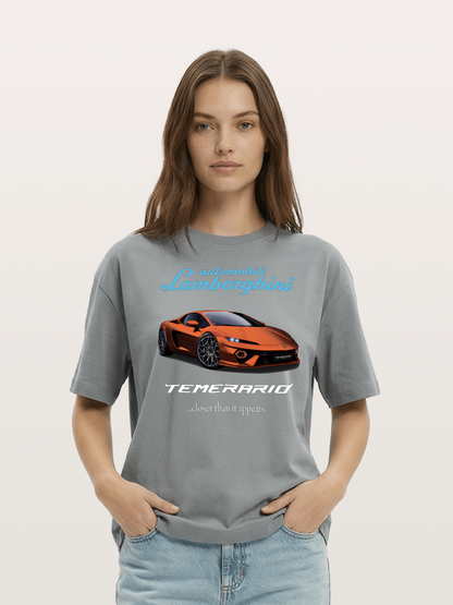 Lamborghini Temerario Orange Sports Car Cotton T-shirt