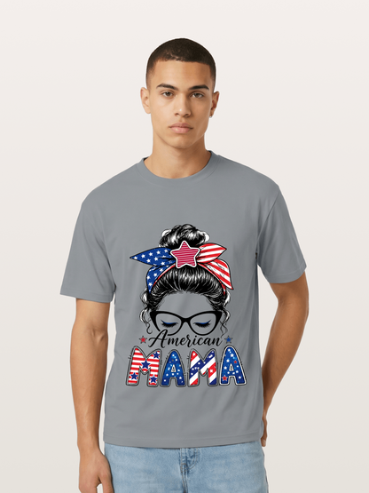 American Mama Messy Bun Art Gildan T-shirt