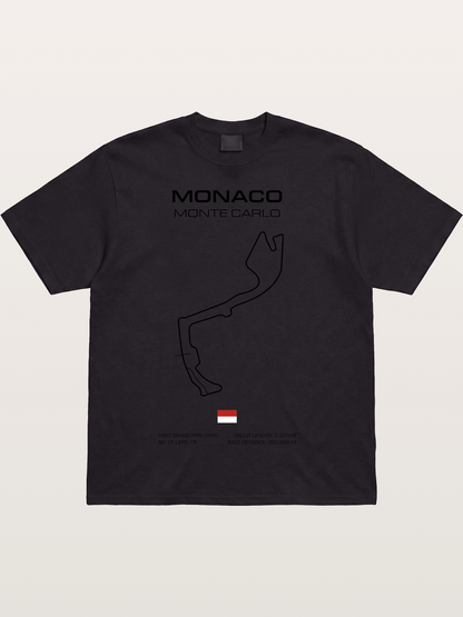 Monaco Circuit Minimal Line With Flag Cotton T-shirt