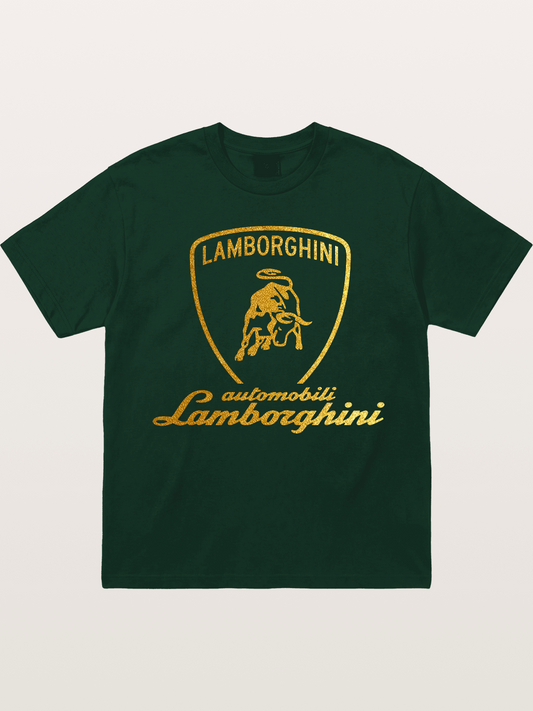 Lamborghini Gold Logo and Bull Shield Gildan T-shirt