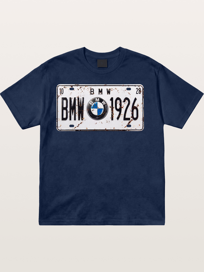 Vintage BMW License Plate Decor Cotton T-shirt
