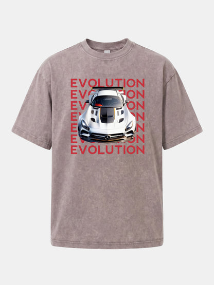 AMG GT Race Car Evolution Repeat Text Washed T-shirt