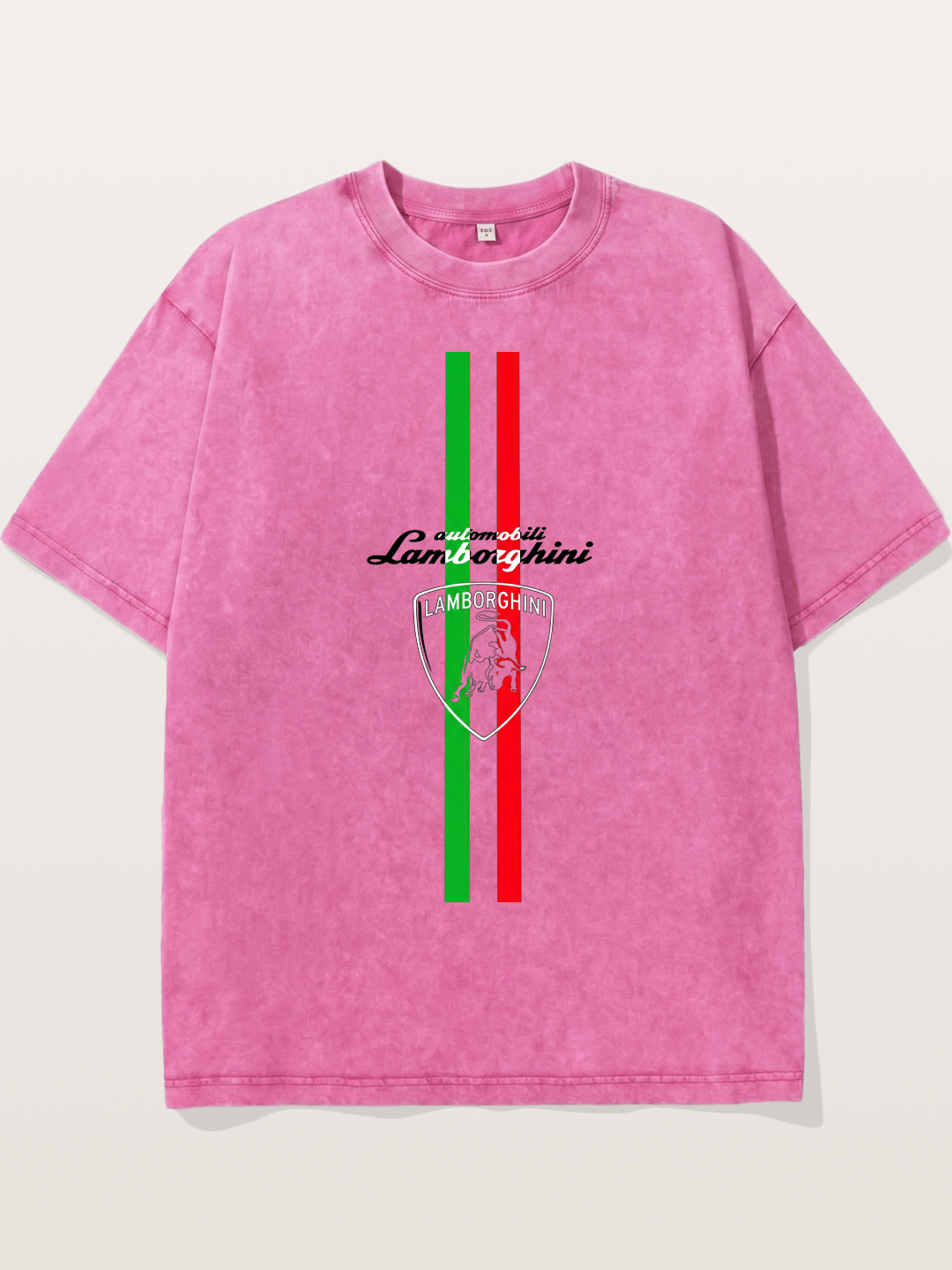 Italian Flag Lamborghini Print Washed T-shirt