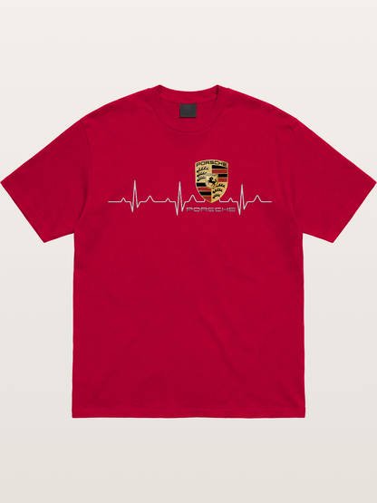 Porsche Heartbeat ECG Line Design Gildan T-shirt