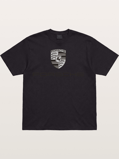 Monochrome Porsche Crest Cotton T-shirt