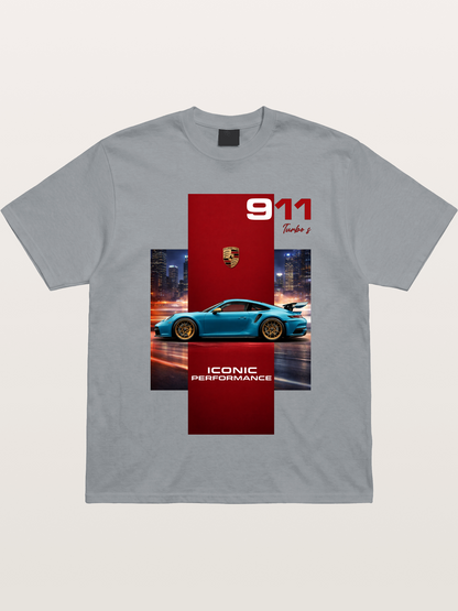 Porsche 911 Turbo S Blue Iconic Gildan T-shirt