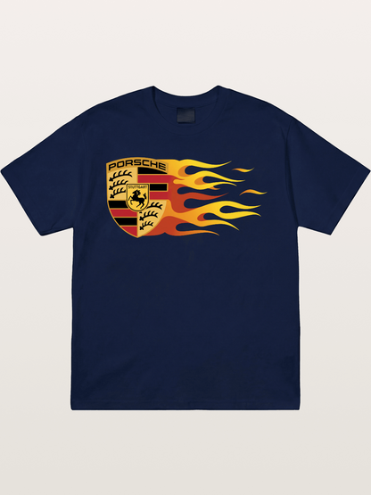 Porsche Crest With Flame Accents Gildan T-shirt