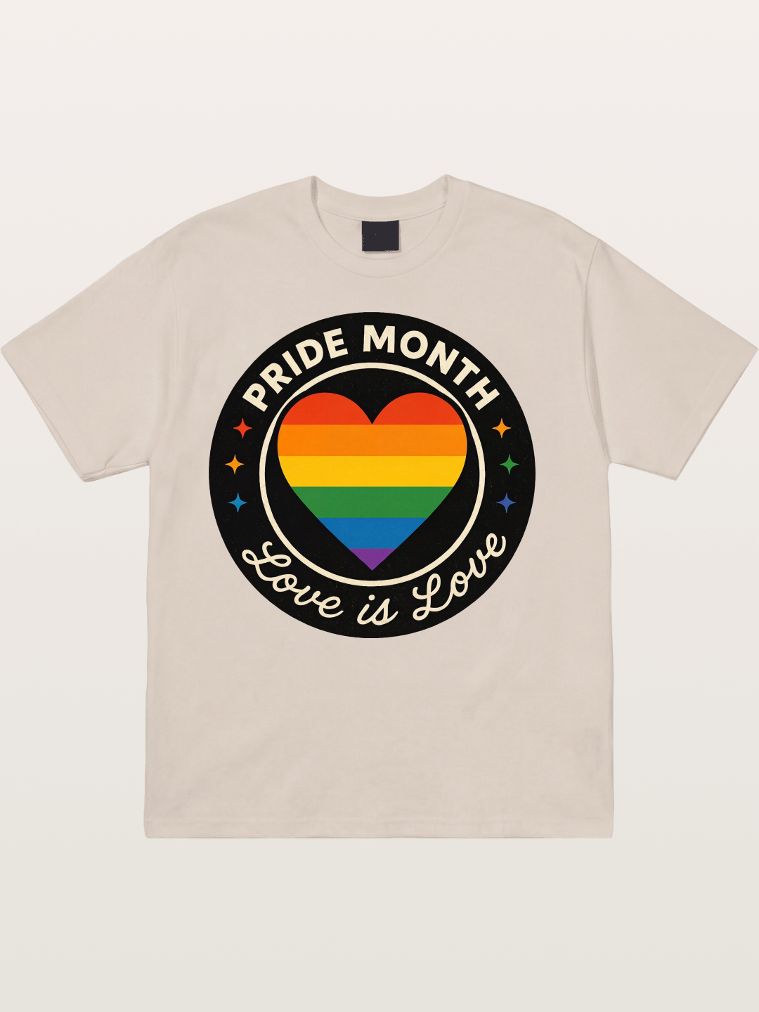 Pride Month Love Is Love Heart Badge Cotton T-shirt