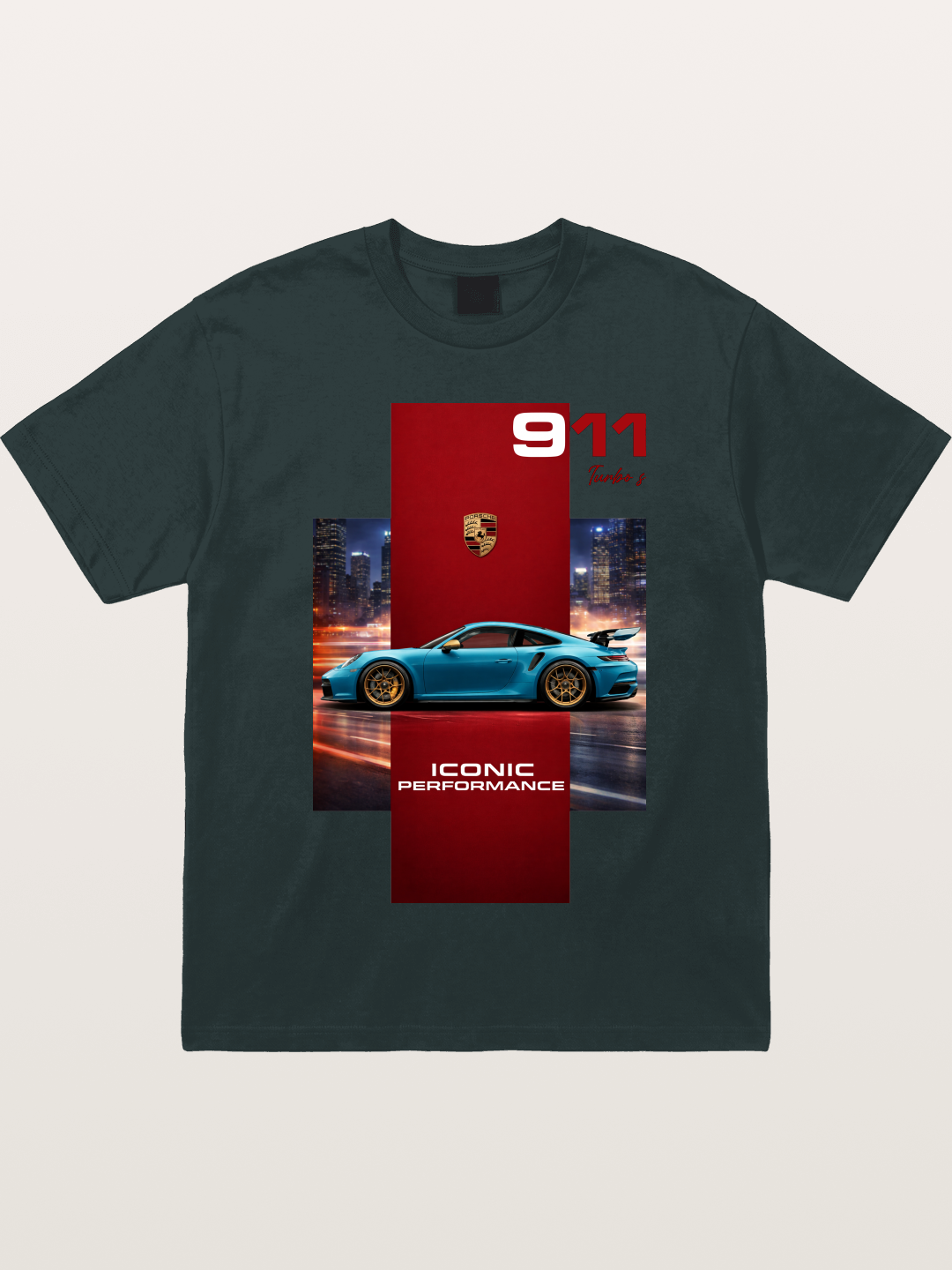 Porsche 911 Turbo S Blue Iconic Gildan T-shirt