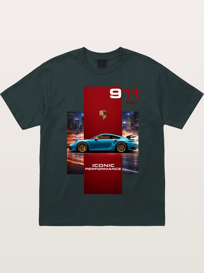 Porsche 911 Turbo S Blue Iconic Gildan T-shirt