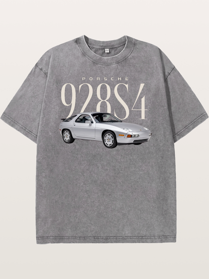 Porsche 928 S4 Silver Coupe Washed T-shirt