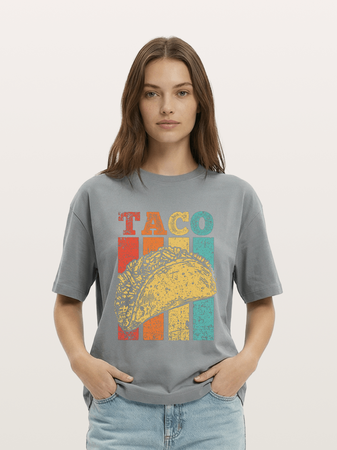 Vintage Taco Retro Stripes Food Gildan T-shirt