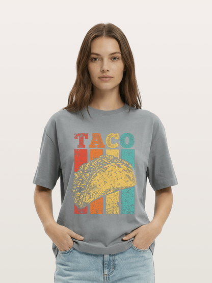 Vintage Taco Retro Stripes Food Gildan T-shirt