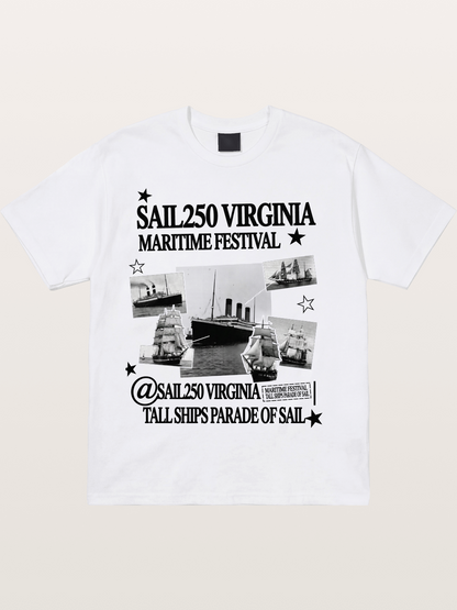 Collage Black White Sailboat Card Cotton T-shirt