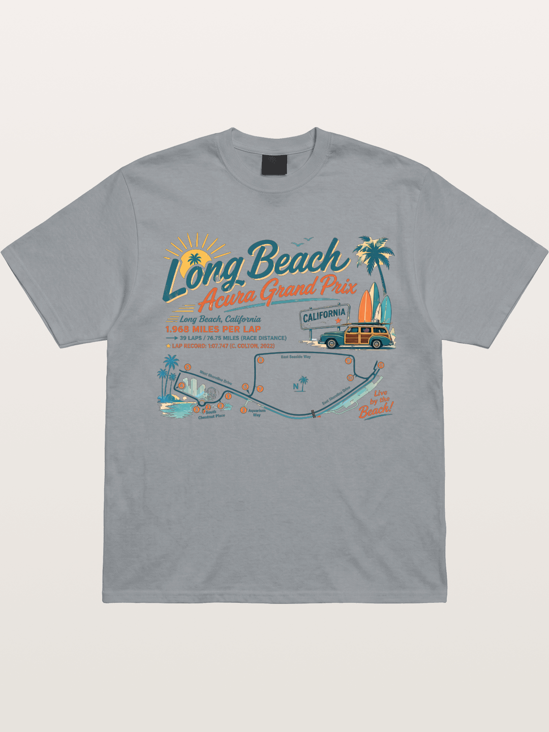 California Long Beach Race Poster Gildan T-shirt
