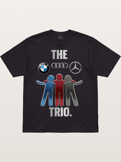 German Car Trio Friendship Print Cotton T-shirt