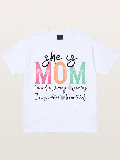 She is Mom Boho Pastel Print Gildan T-shirt